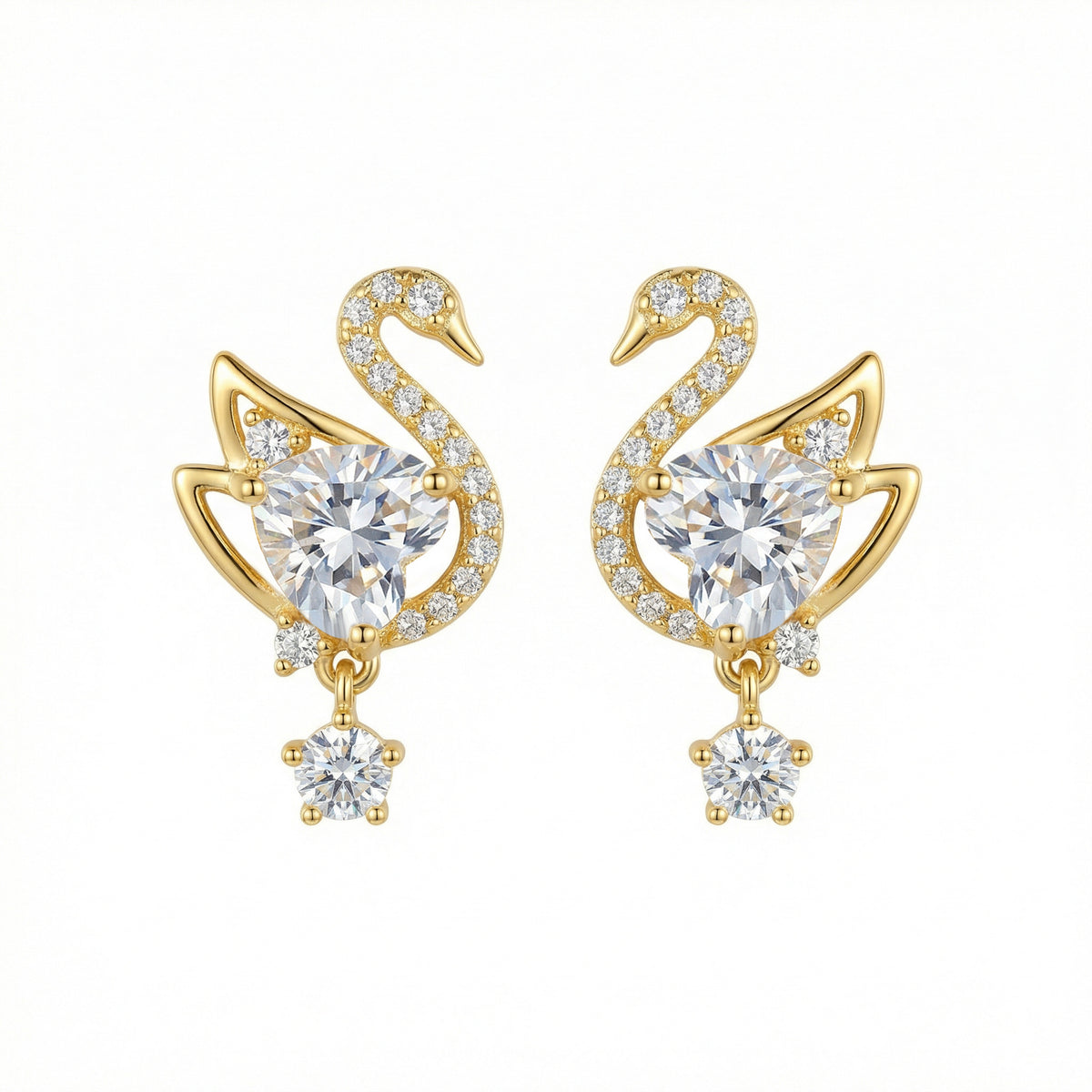 Sterling Silver Gold-Plated Swan Drop Earrings