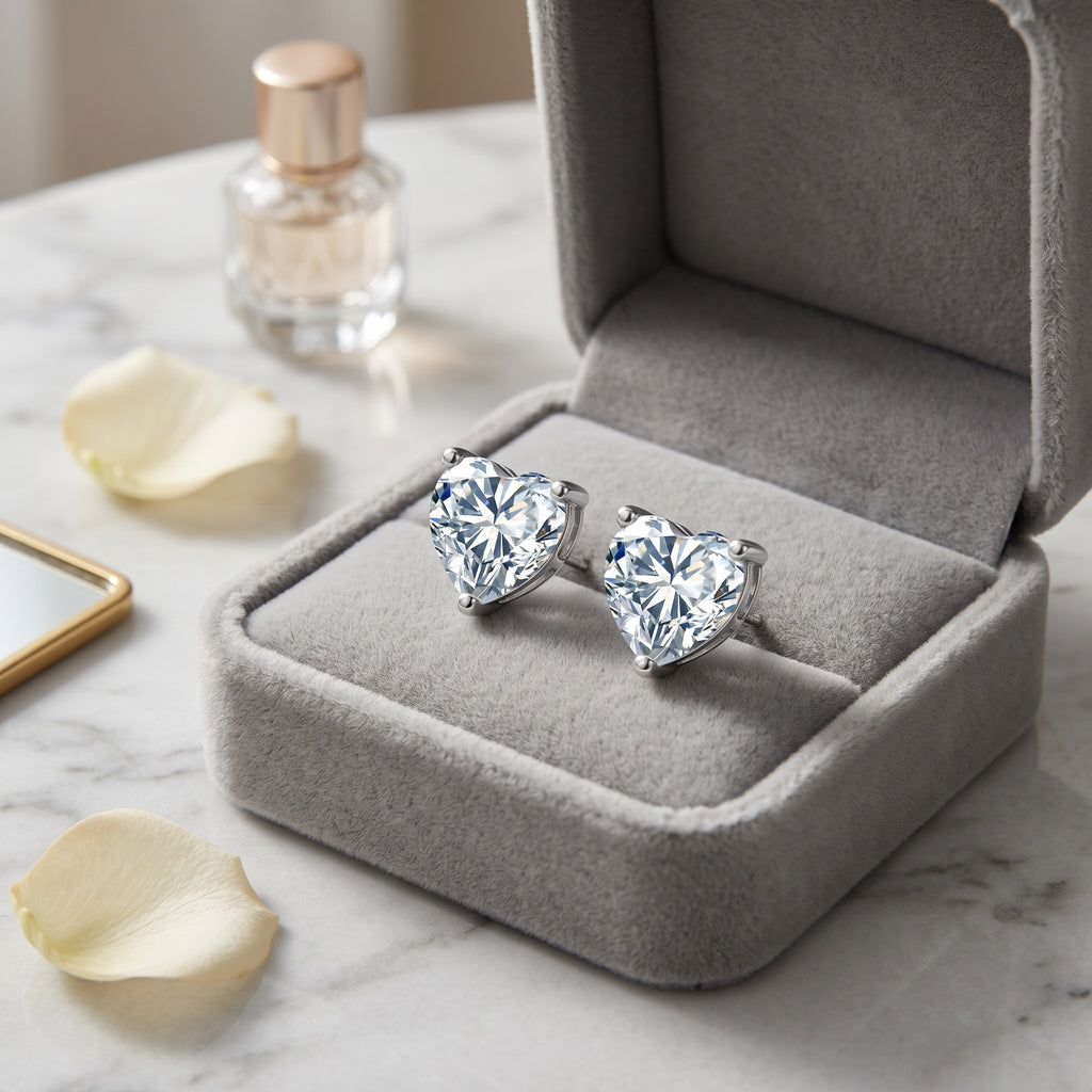 Heart-Shaped CZ Stud Earring
