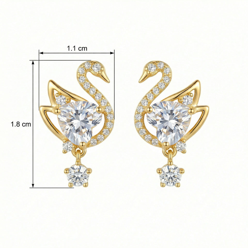 Sterling Silver Gold-Plated Swan Drop Earrings