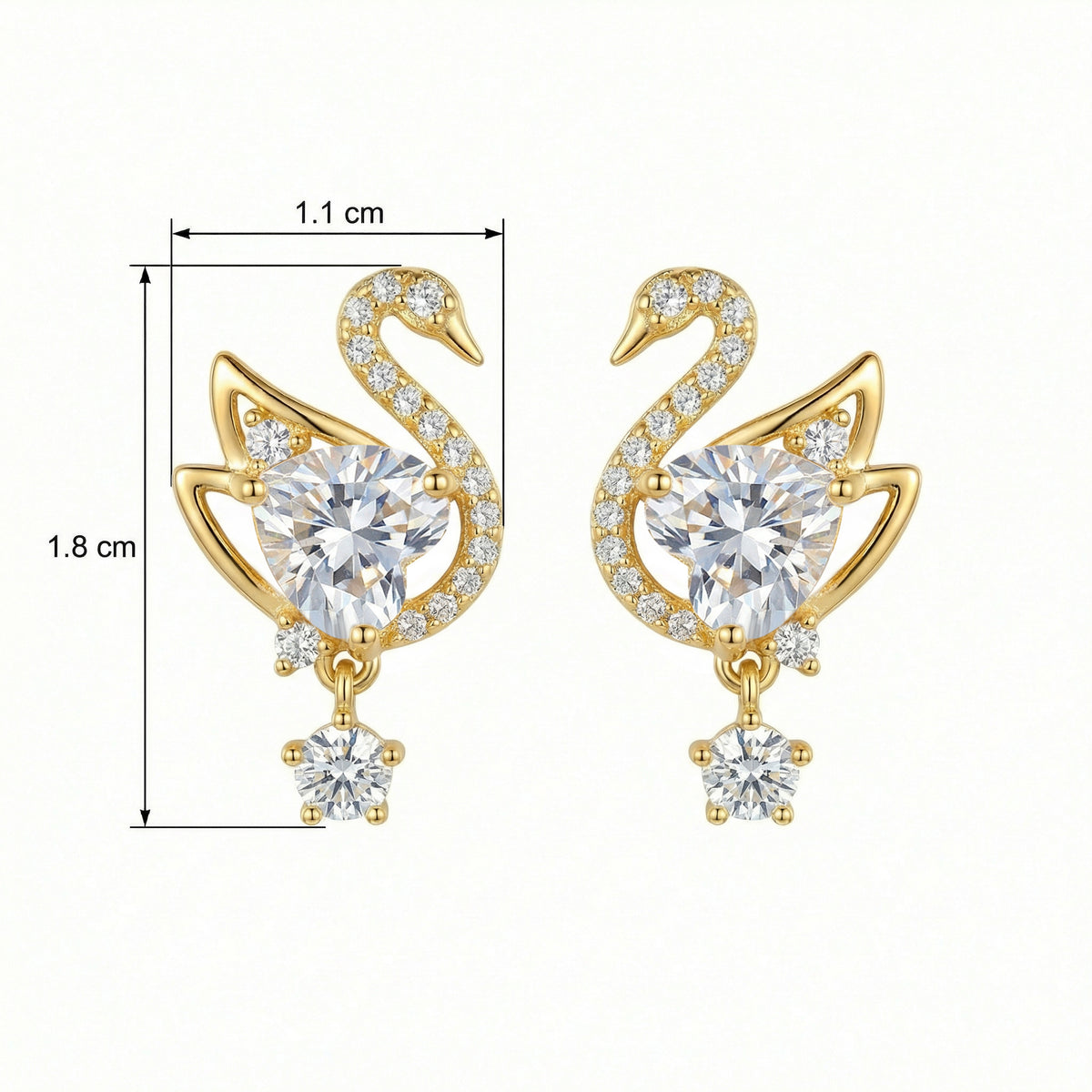 Sterling Silver Gold-Plated Swan Drop Earrings