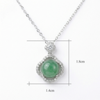Elegant Green Jade and CZ Quatrefoil Pendant Necklace