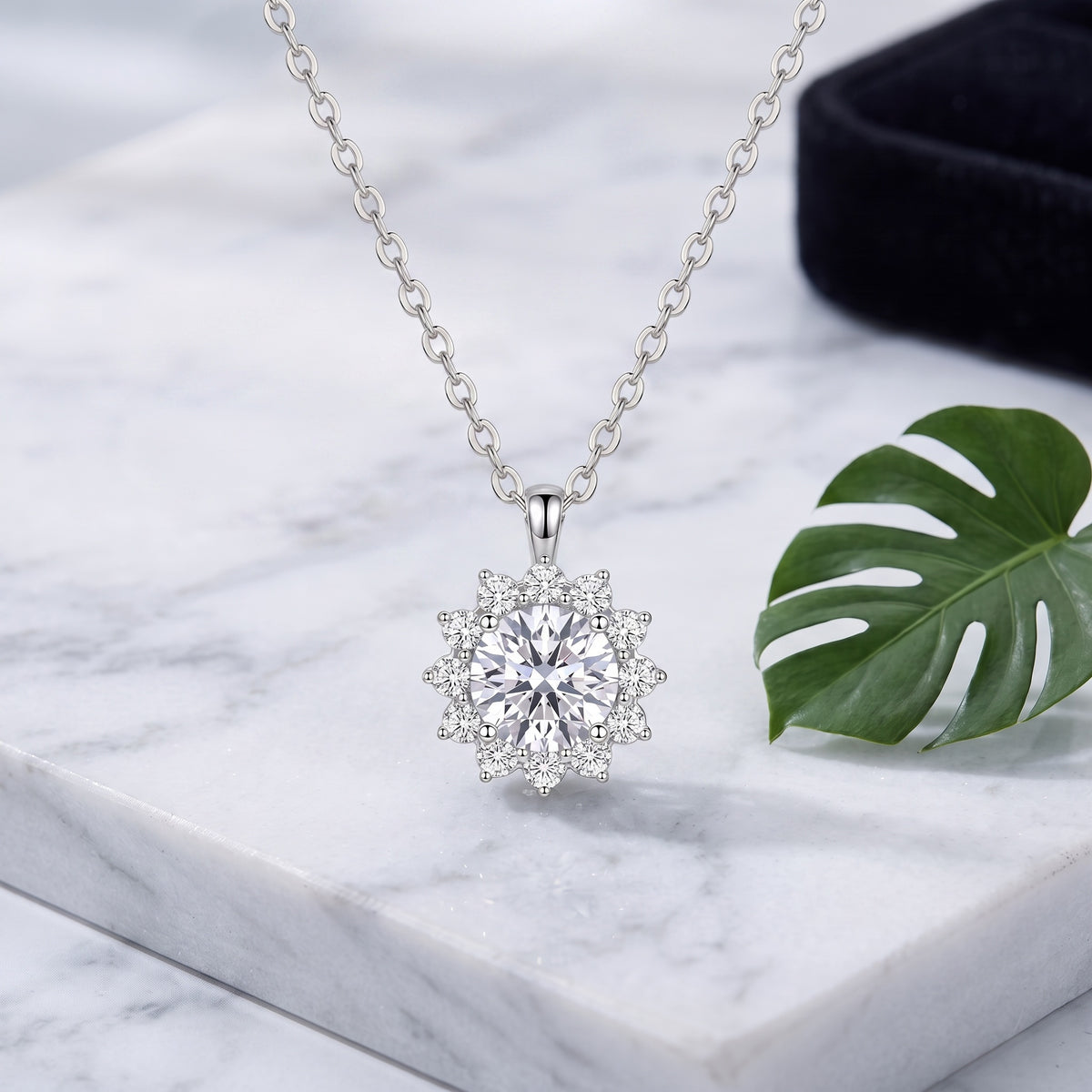 Sterling Silver Moissanite Snowflake Pendant Necklace