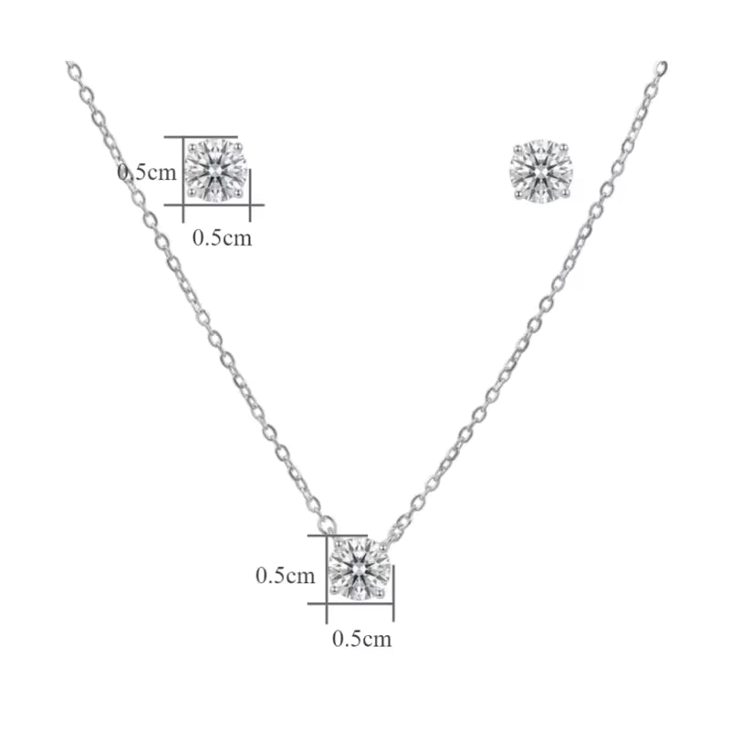 Sterling Silver Moissanite Necklace and Earring Set
