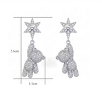 Sterling Silver Star and Teddy Bear Drop Earrings