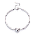 Sterling Silver Puffed Heart Smooth Tube Bracelet