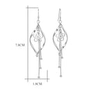 Sterling Silver Twisted Marquise Flower Tassel Drop Earrings