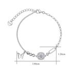 Sterling Silver Butterfly Moissanite Halo Mixed Chain Bracelet