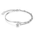 Sterling Silver Double Layer Beaded Chain Cubic Zirconia Bracelet