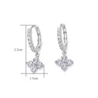 Sterling Silver Moissanite Flower Huggie Drop Earrings