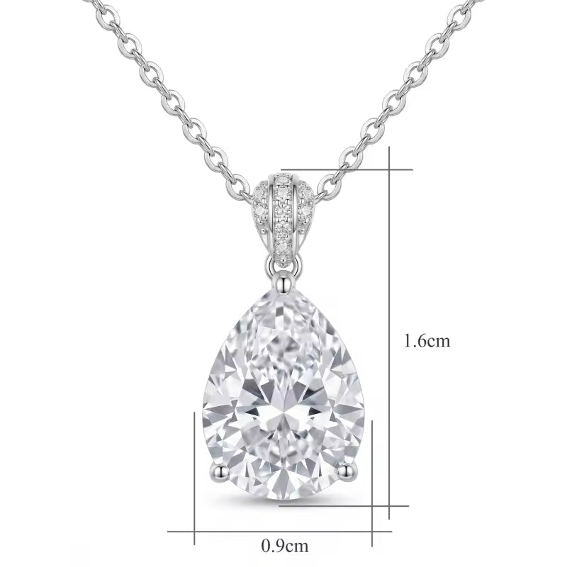 Sterling Silver Pear-Cut Cubic Zirconia Pendant Necklace