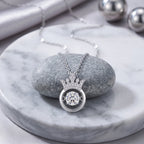 Sterling Silver Moissanite Queen Crown Pendant Necklace