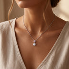 Sterling Silver Pink and Cushion-Cut Moissanite Halo Pendant Necklace