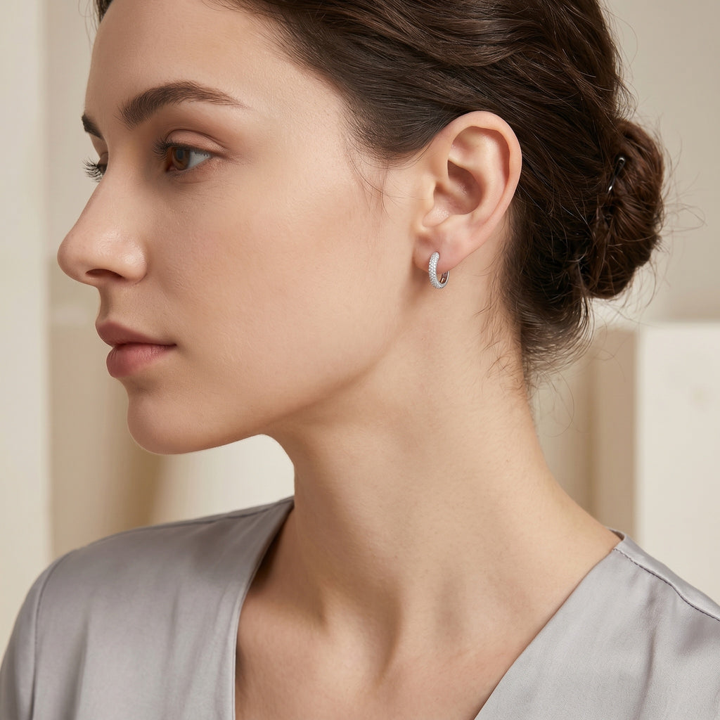 Elegant Pave CZ Hoop Earring