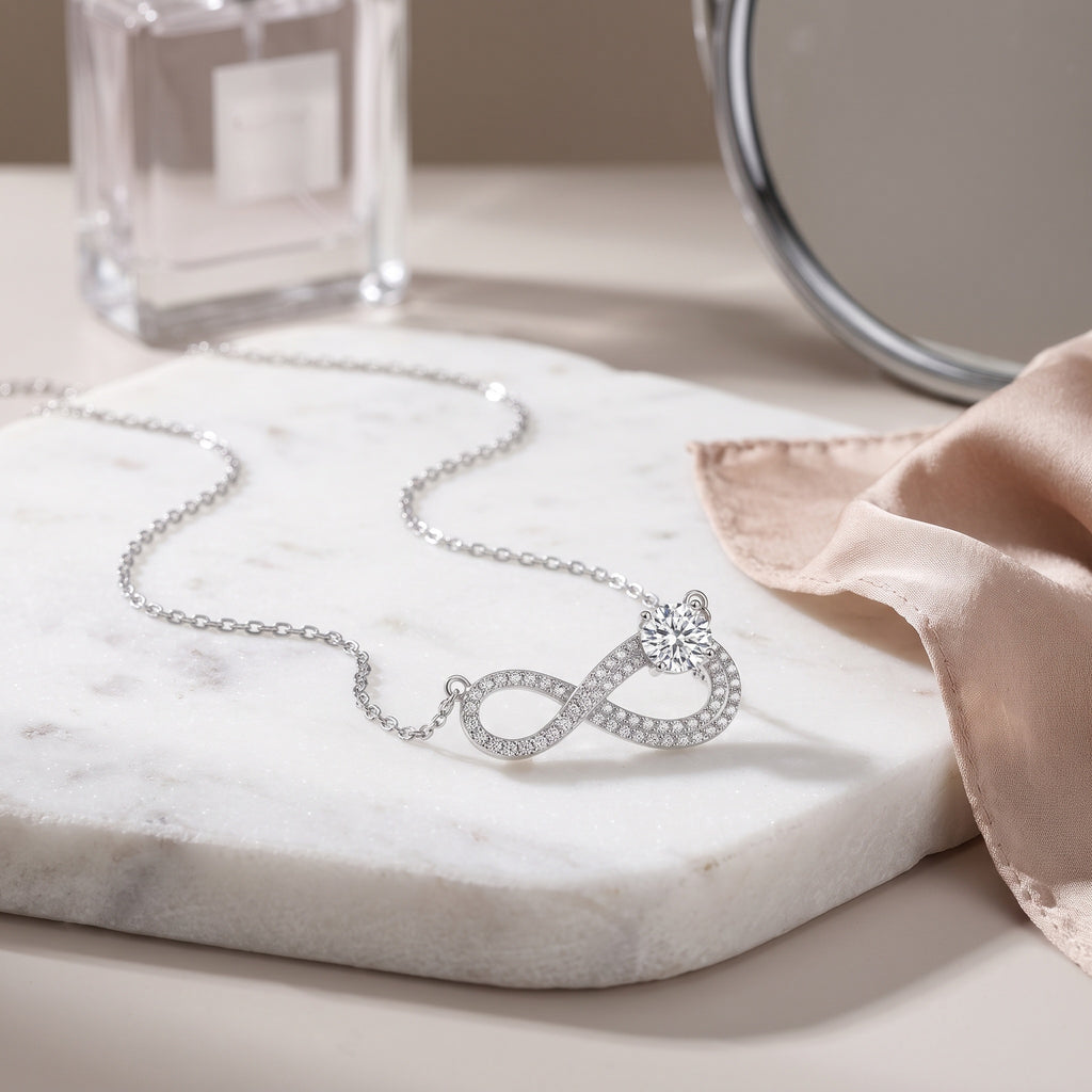 Sterling Silver Infinity Moissanite Necklace