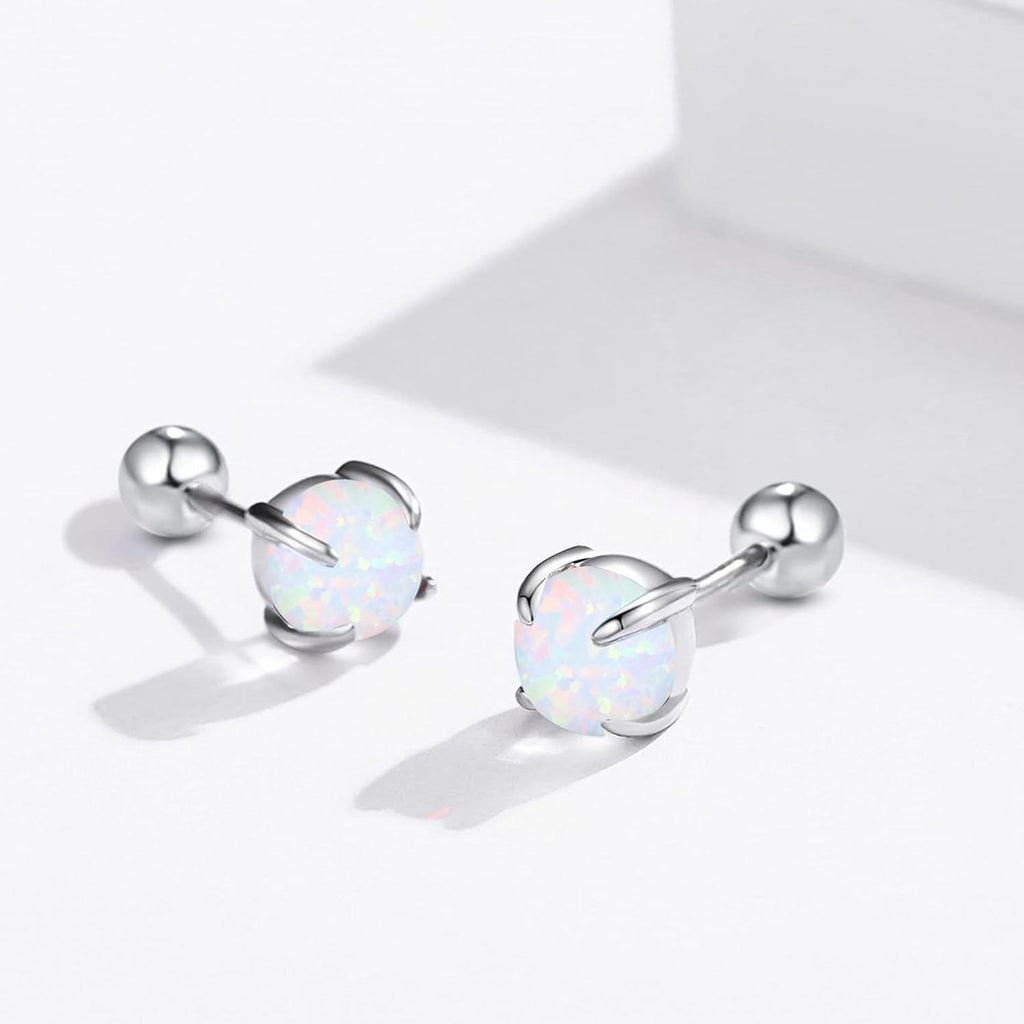 Opal Stud Earrings With Ball Backing