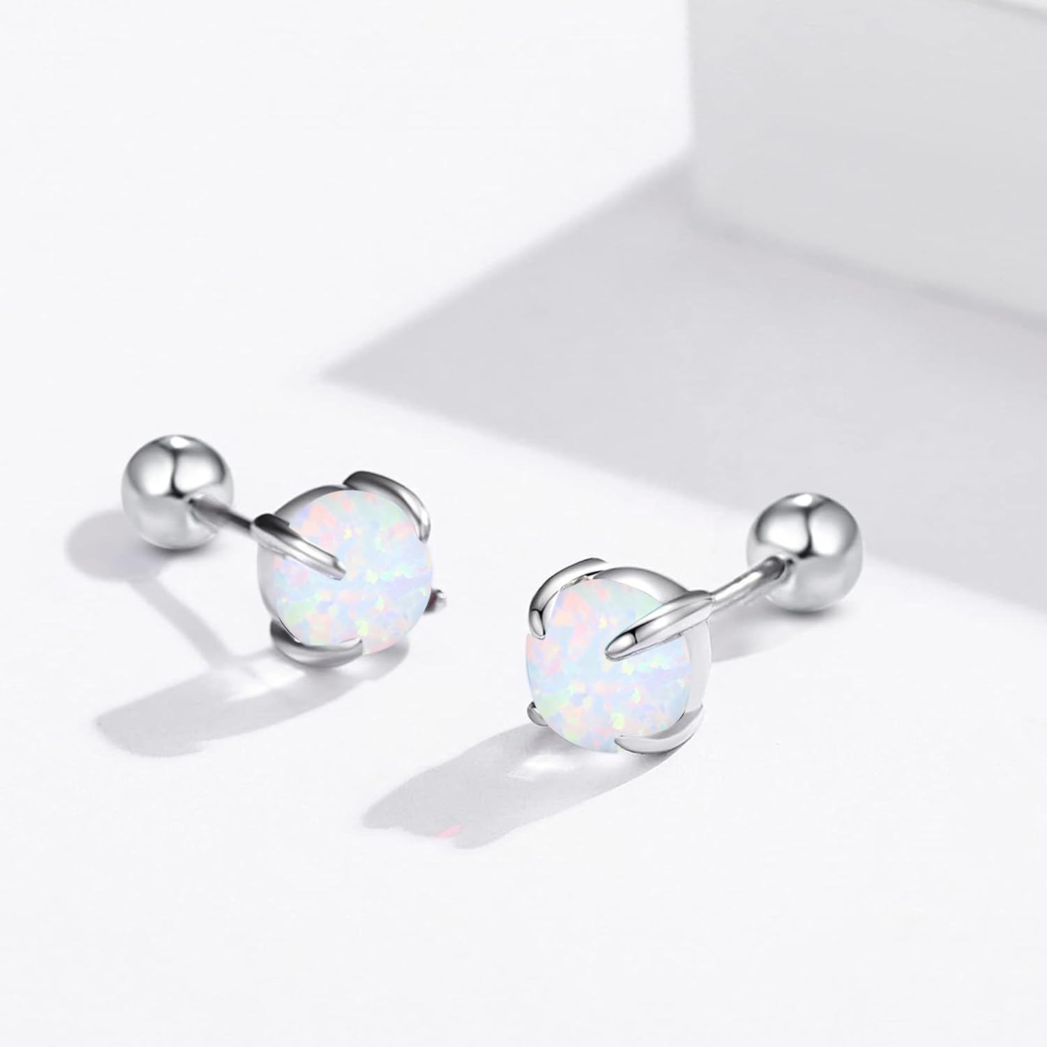 Opal Stud Earrings With Ball Backing