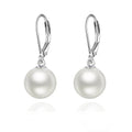 Elegant White Pearl Lever Back Drop Earrings