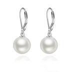 Elegant White Pearl Lever Back Drop Earrings