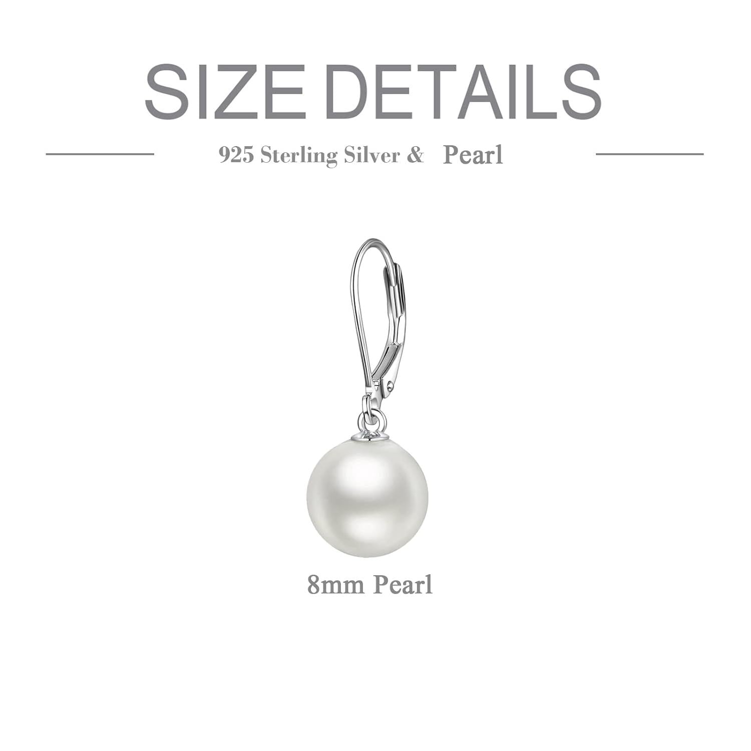 Elegant White Pearl Lever Back Drop Earrings