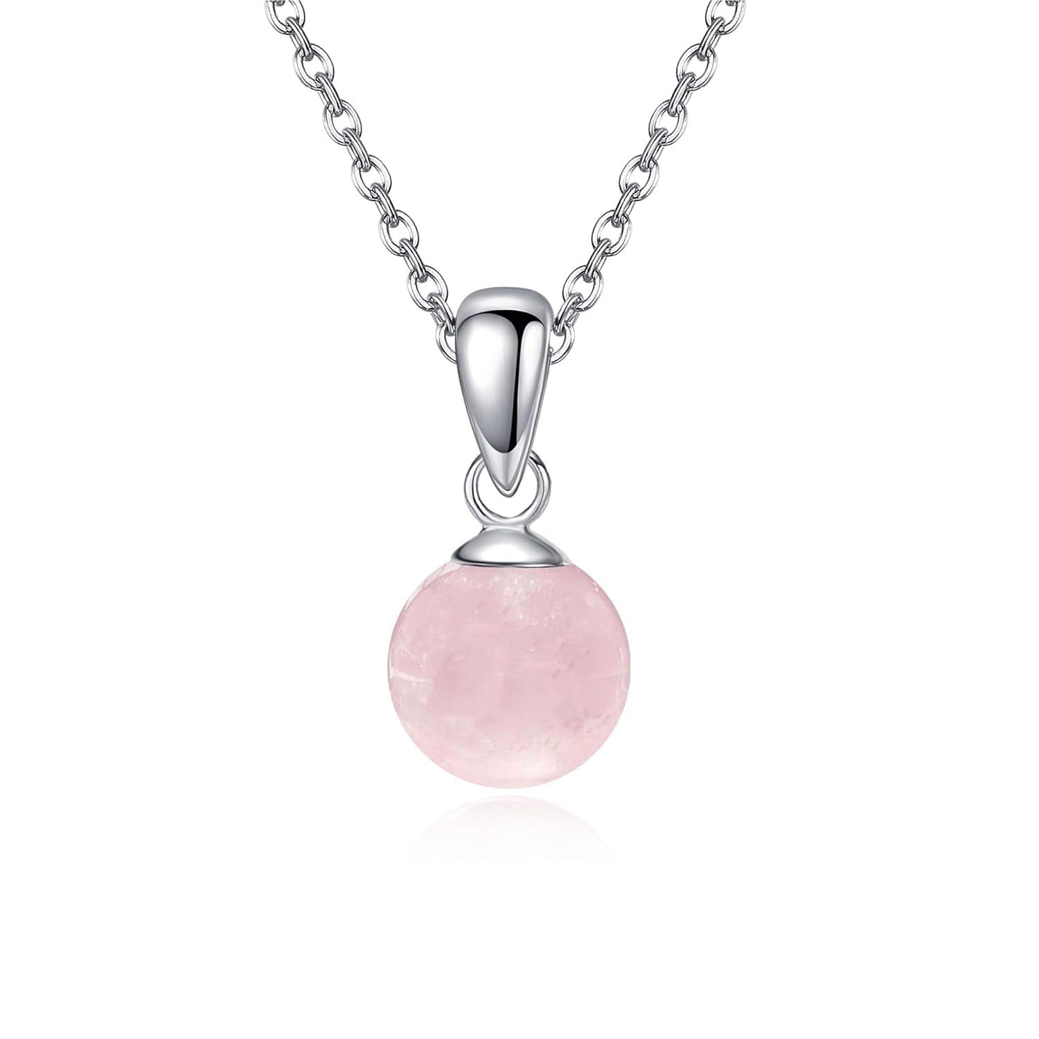 Sterling Silver Genuine Larimar Necklace – 8 mm Round Pendant