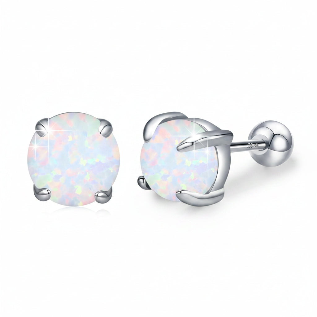 Opal Stud Earrings With Ball Backing