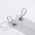 Green Tree Charm Hoop Earrings