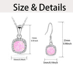 Sterling Silver Pink Opal Necklace and Drop Earrings Set – Halo Jewellery