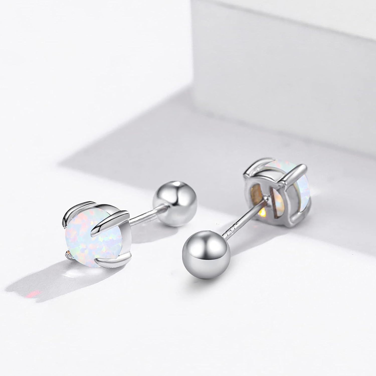 Opal Stud Earrings With Ball Backing