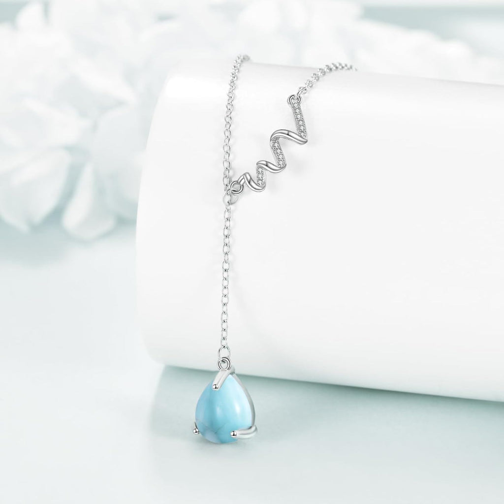 Aquamarine Drop Lariat Necklace