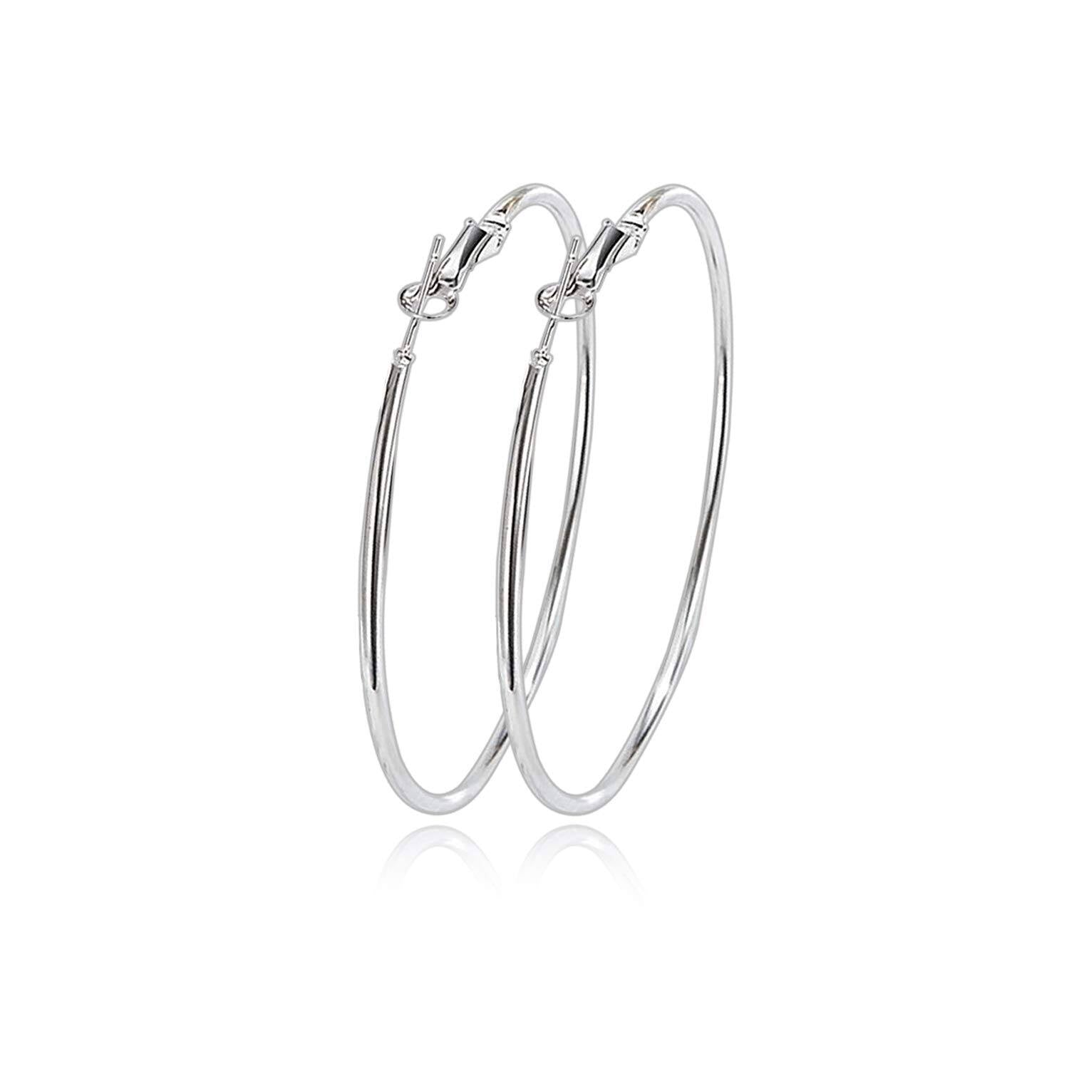 Sterling Silver Hoop Earrings – 55 mm Hypoallergenic Endless Wire Design