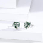 Pink Heart Stud Earrings With Zircon Center
