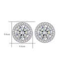 Sterling Silver Round Moissanite Halo Stud Earrings