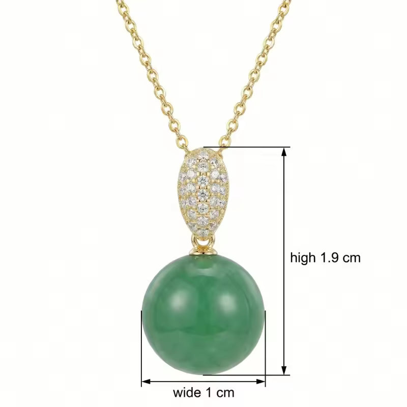 Elegant Green Jade Sphere Pendant Necklace
