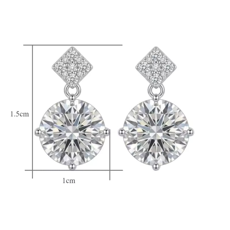 Sterling Silver Moissanite Geometric Drop Earrings