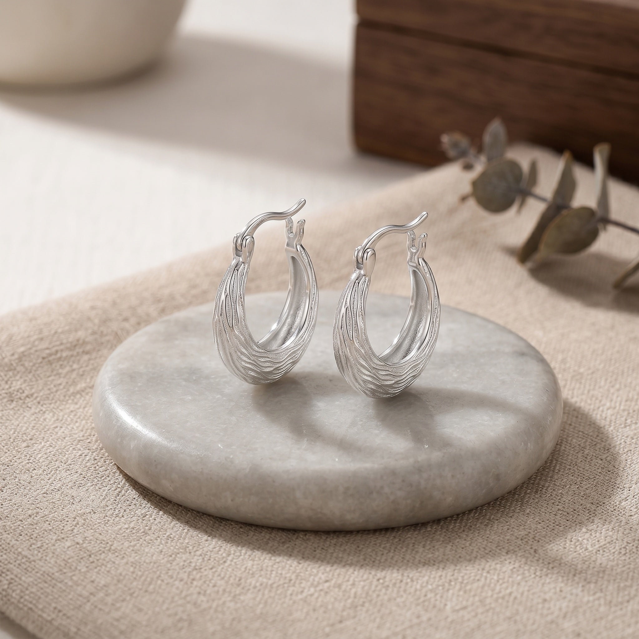 Textured  Wave Hoop Earring