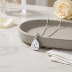 Sterling Silver Pear-Cut Cubic Zirconia Pendant Necklace