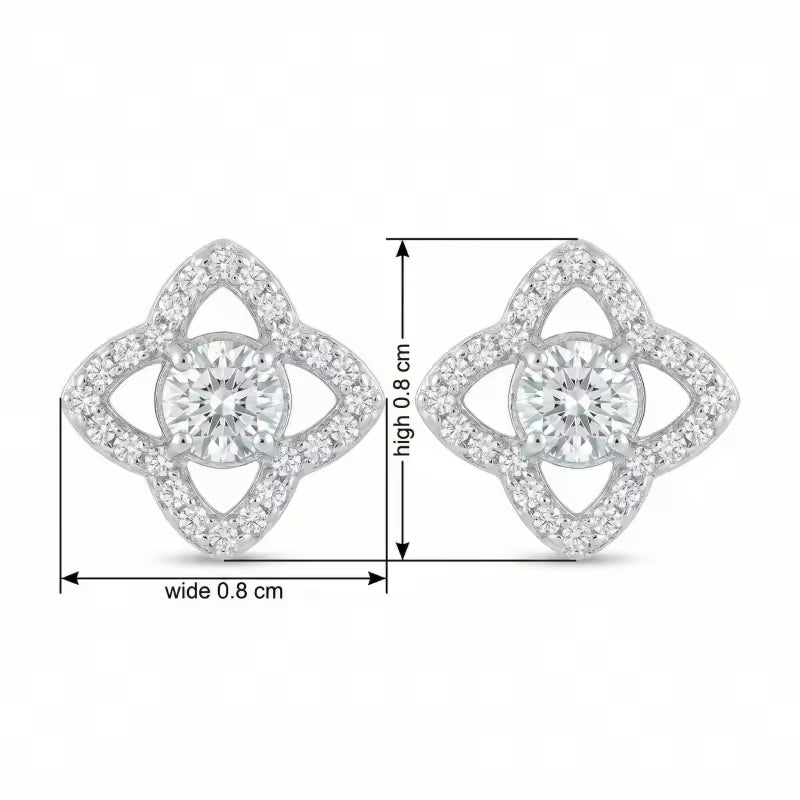 Sparkling Quatrefoil Halo CZ Stud Earrings