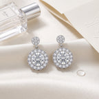 Sterling Silver Moissanite Halo Drop Earrings