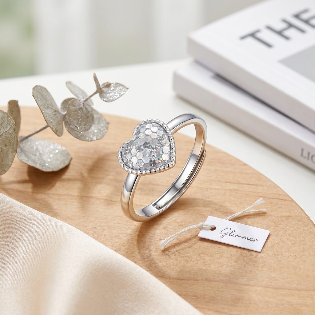 Sterling Silver Adjustable Heart Ring