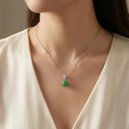 Elegant Green Jade Sphere Pendant Necklace