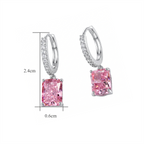 Sterling Silver Emerald-Cut Cubic Zirconia Drop Huggie Earrings