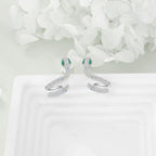 Sterling Silver Snake Stud Earrings with Green Eyes – Cubic Zirconia