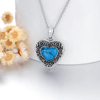 Turquoise Stone Heart Locket Necklace