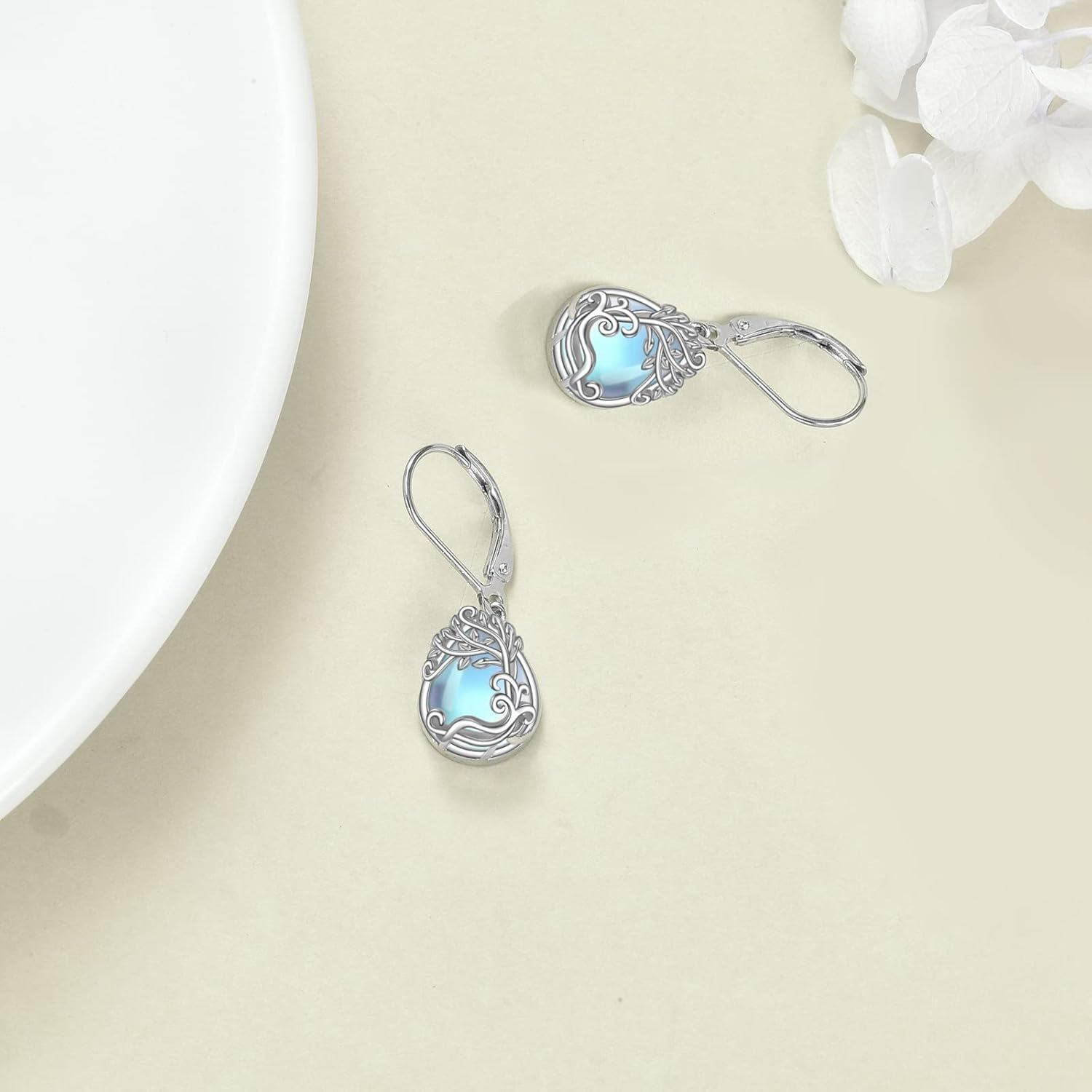 Tree of Life Opal Drop Earrings