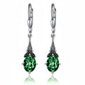Sterling Silver Green Crystal Vintage Drop Earrings