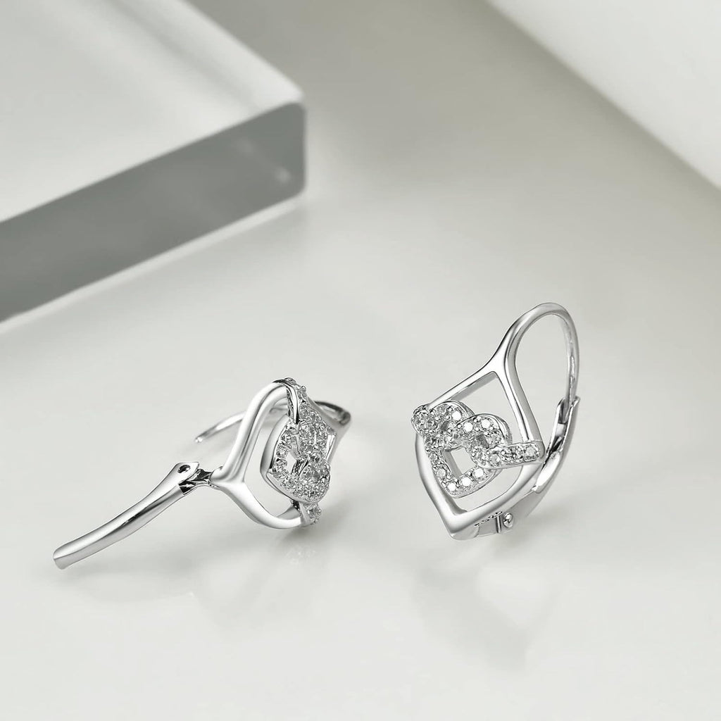 Sterling Silver Heart Knot Leverback Earrings – Sparkling Love Design
