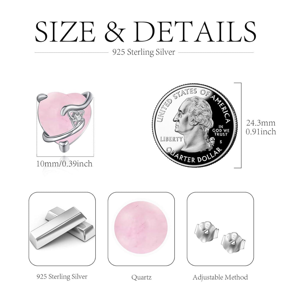 Pink Heart Stud Earrings With Zircon Center