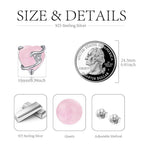 Pink Heart Stud Earrings With Zircon Center