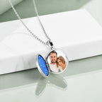 Tree of Life Locket Necklace with Blue Opal Inlay