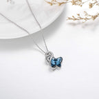 Infinity Blue Butterfly Pendant Necklace